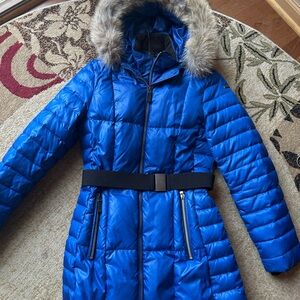 Marc New York Royal Blue Puffer Coat with Fur Hood women’s M